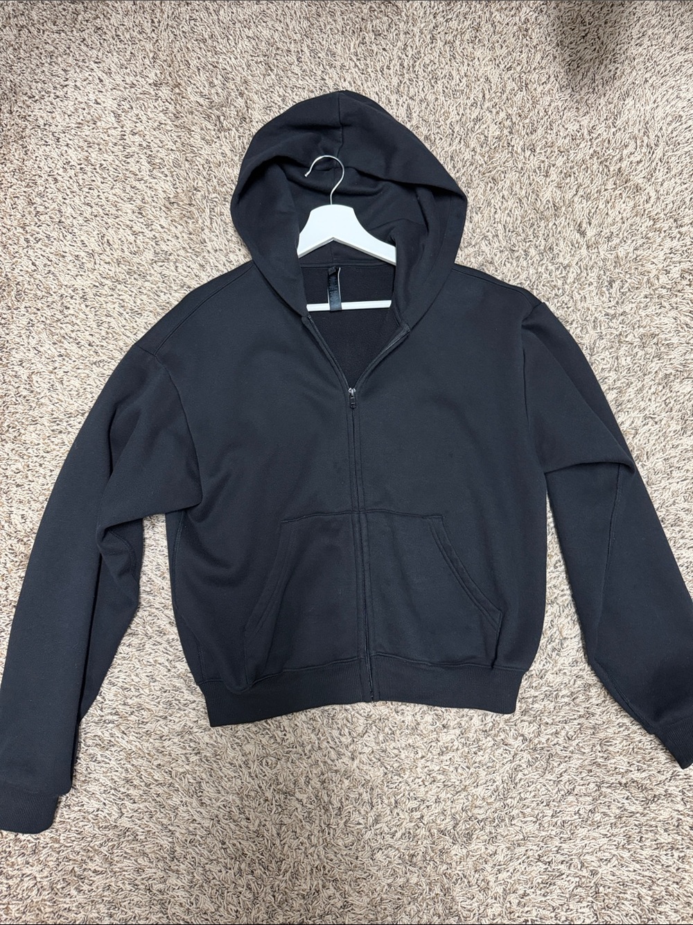 Skims Black Fleece Zip Hoodie